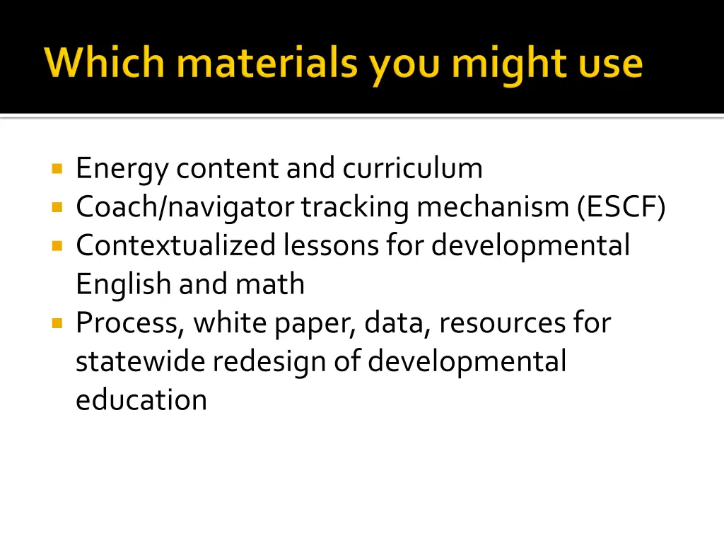 energy content and curriculum coach navigator