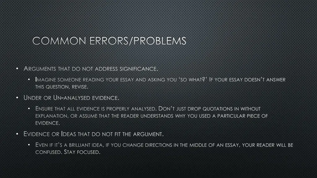 common errors problems
