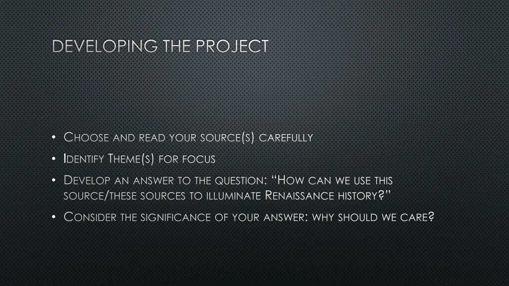 developing the project