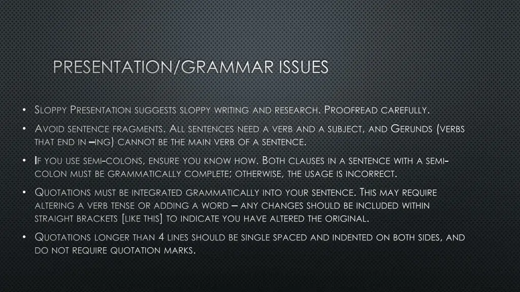 presentation grammar issues