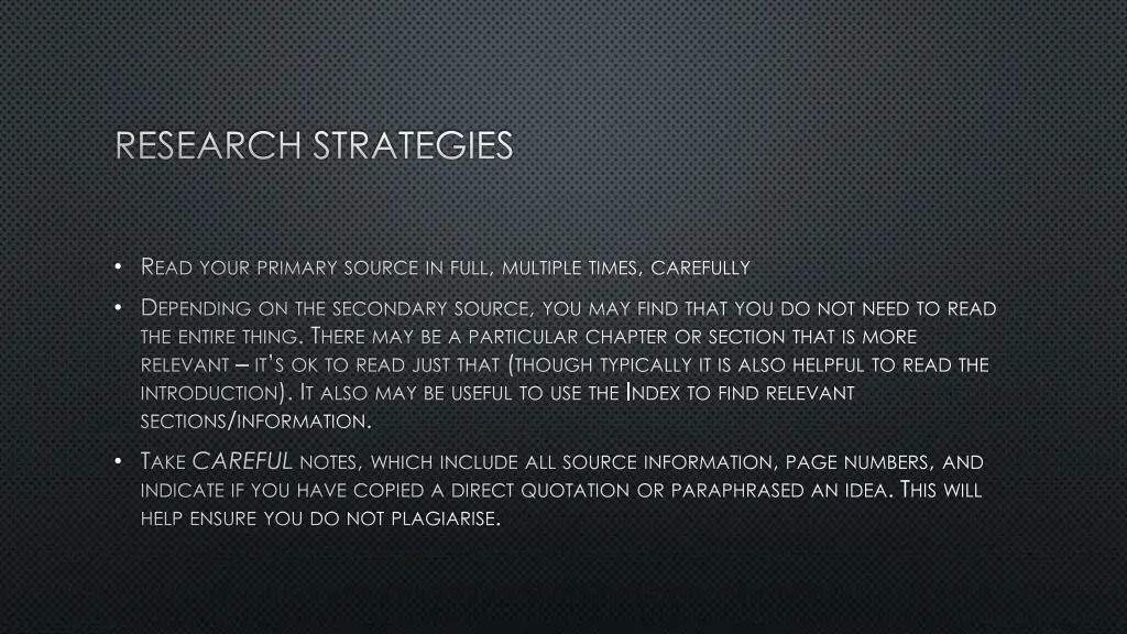 research strategies