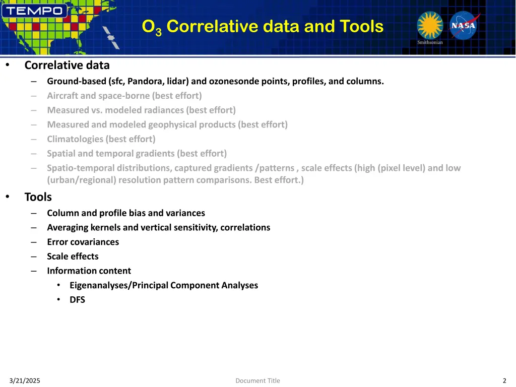 o 3 correlative data and tools