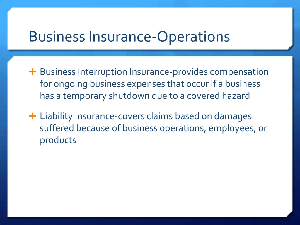 business insurance operations