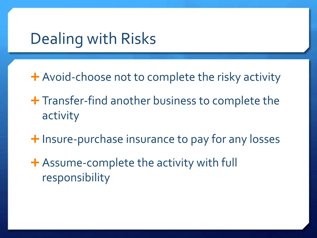 dealing with risks