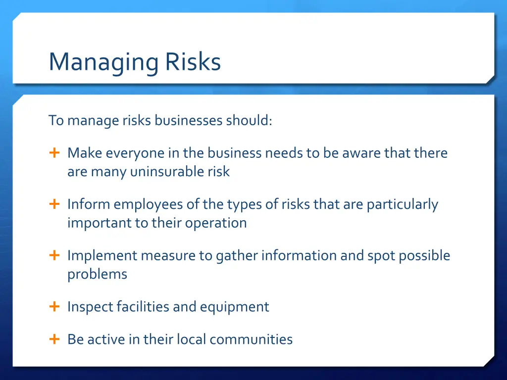 managing risks