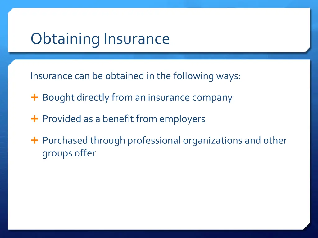 obtaining insurance