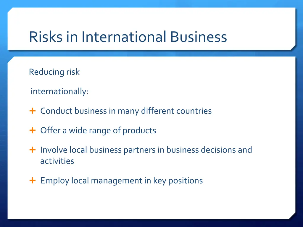 risks in international business