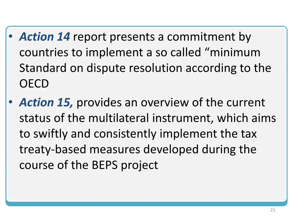 action 14 report presents a commitment