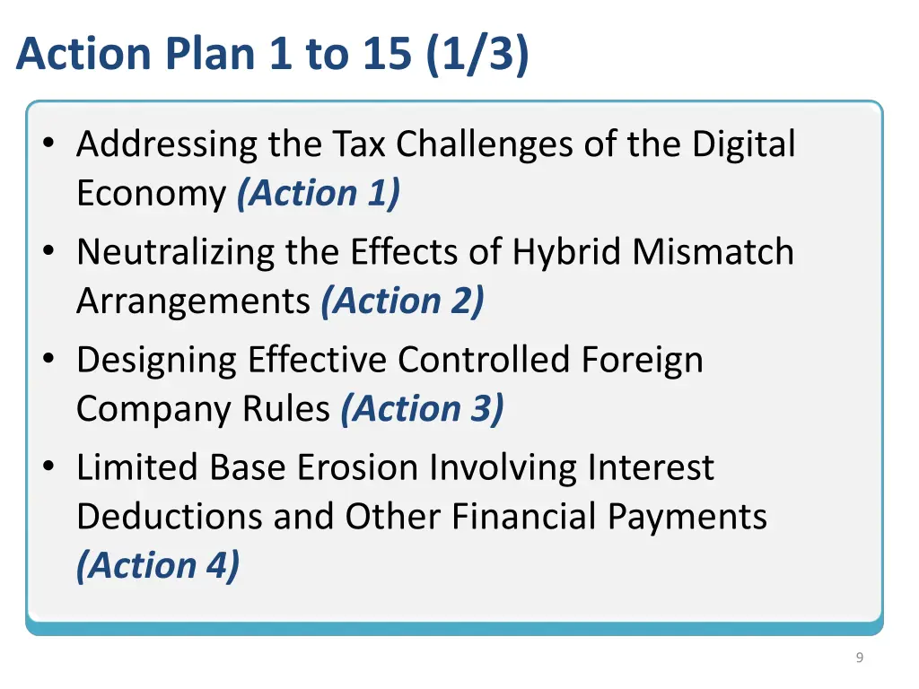 action plan 1 to 15 1 3