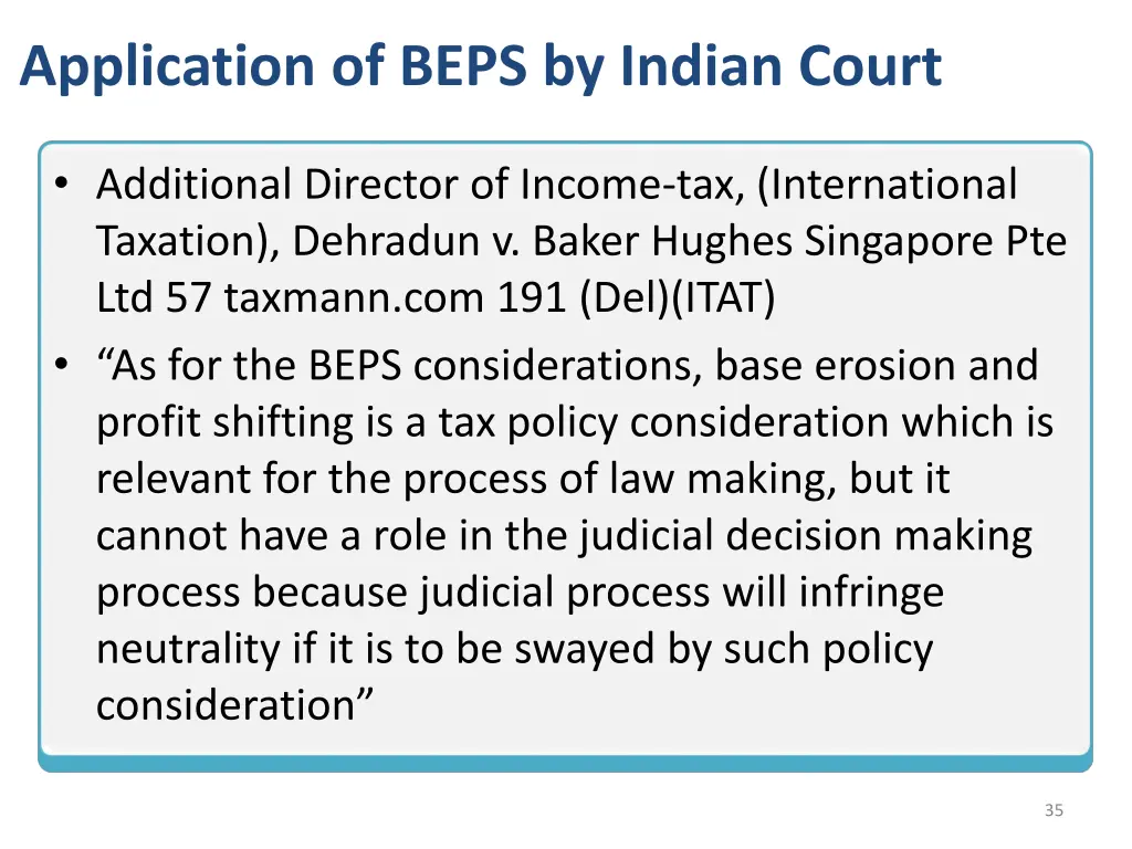 application of beps by indian court
