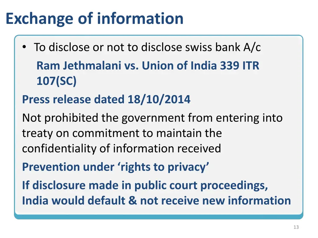 exchange of information
