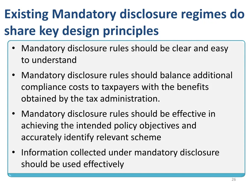 existing mandatory disclosure regimes do share