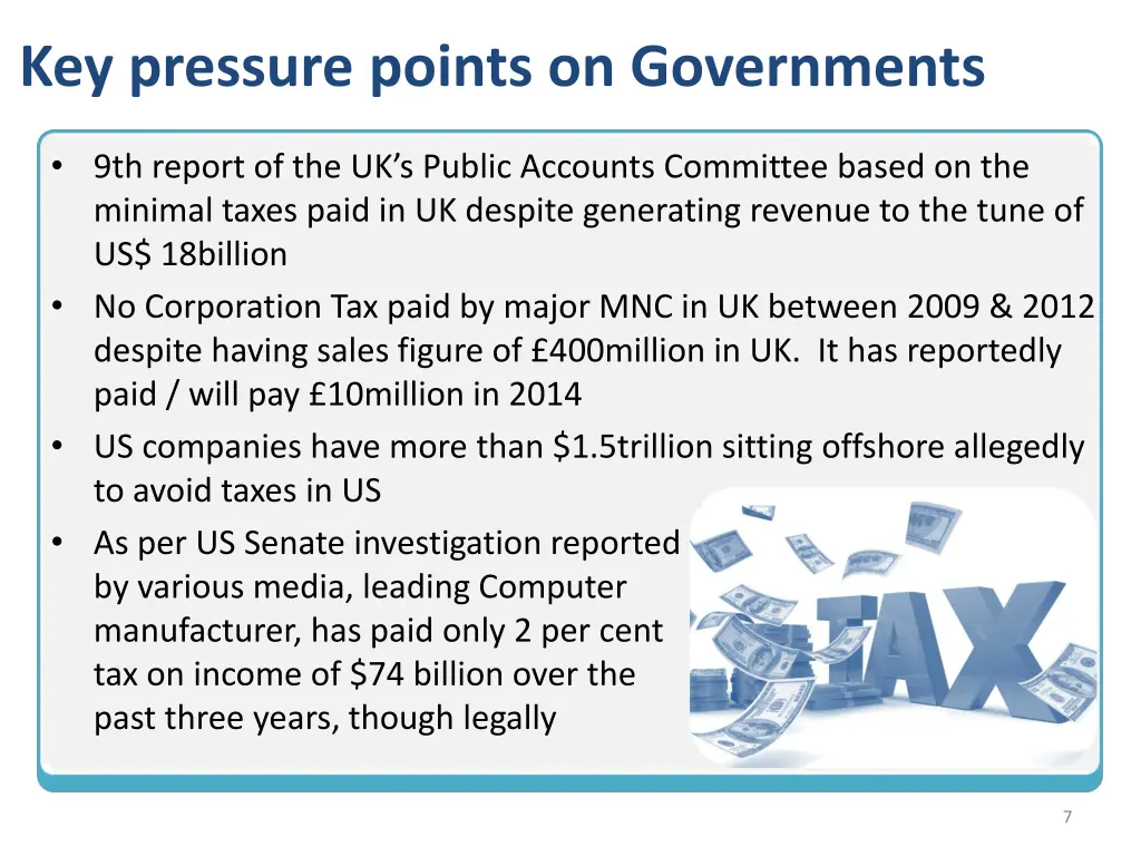key pressure points on governments