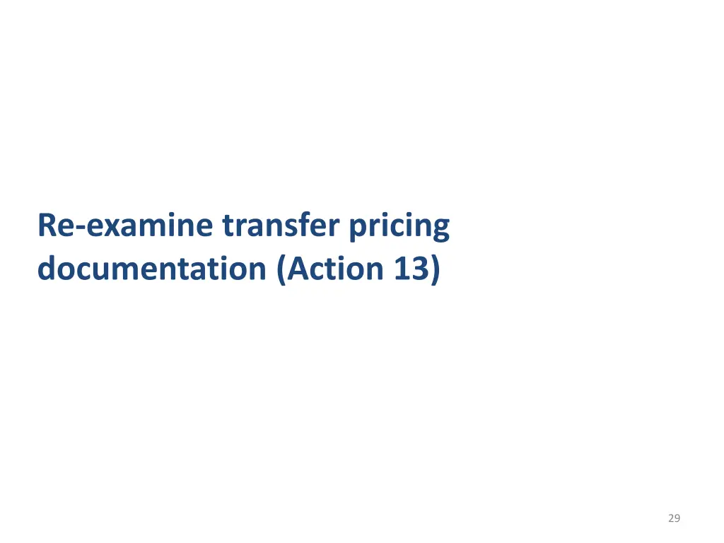 re examine transfer pricing documentation action