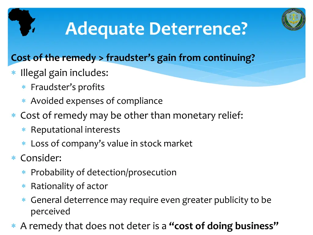 adequate deterrence