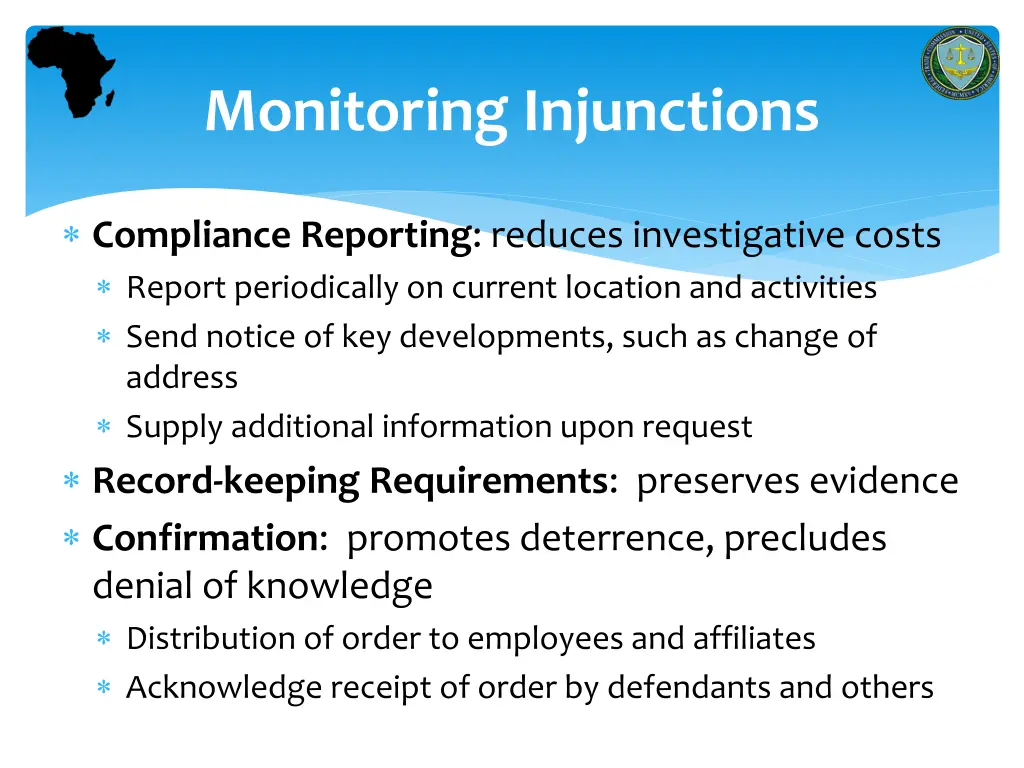 monitoring injunctions