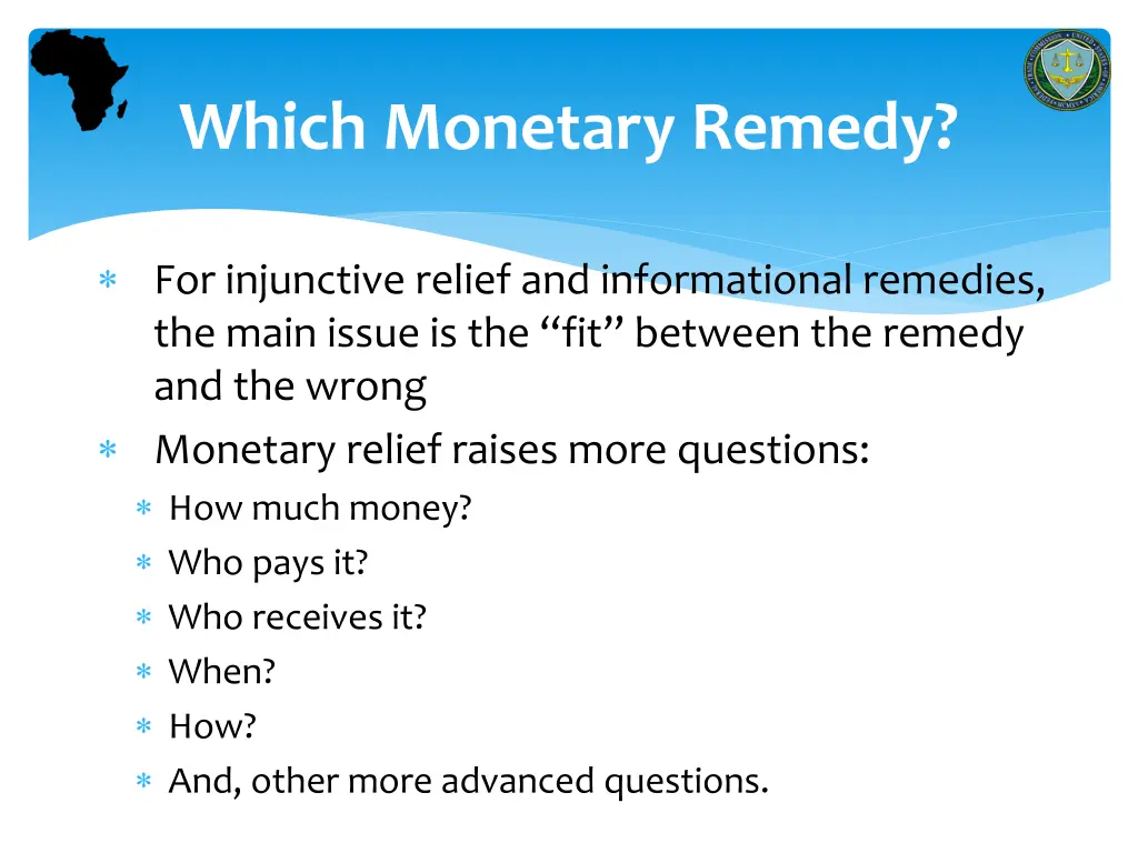 which monetary remedy