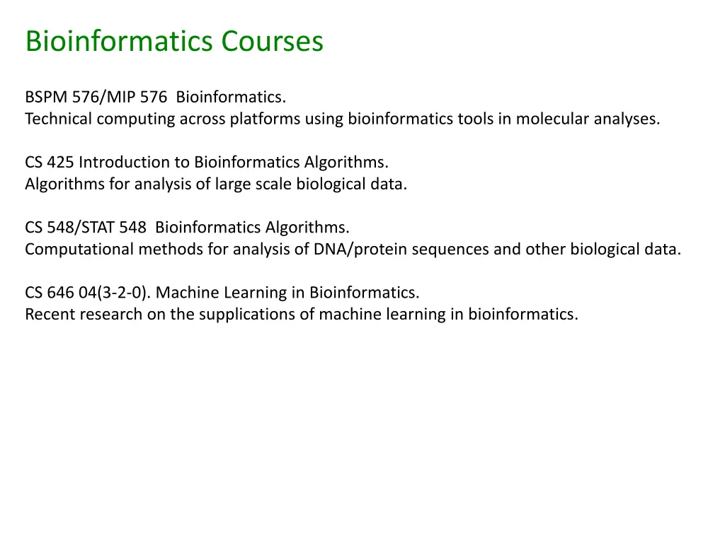 bioinformatics courses