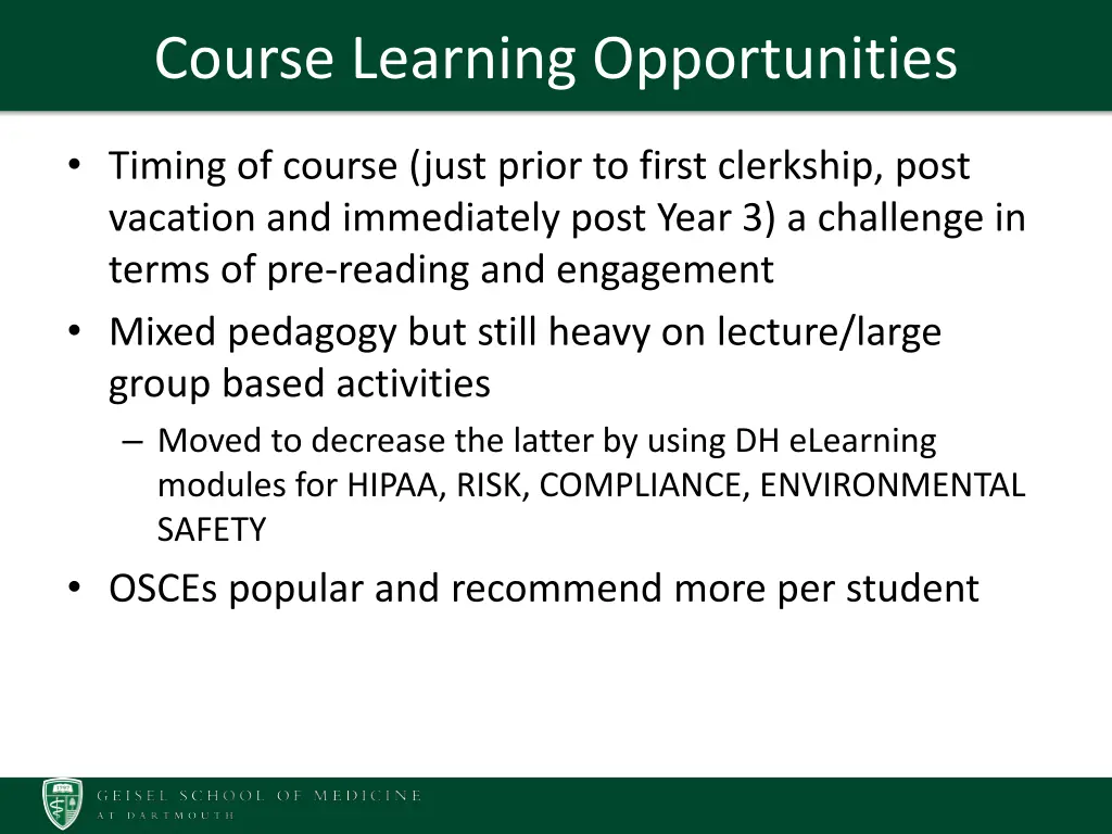 course learning opportunities 1