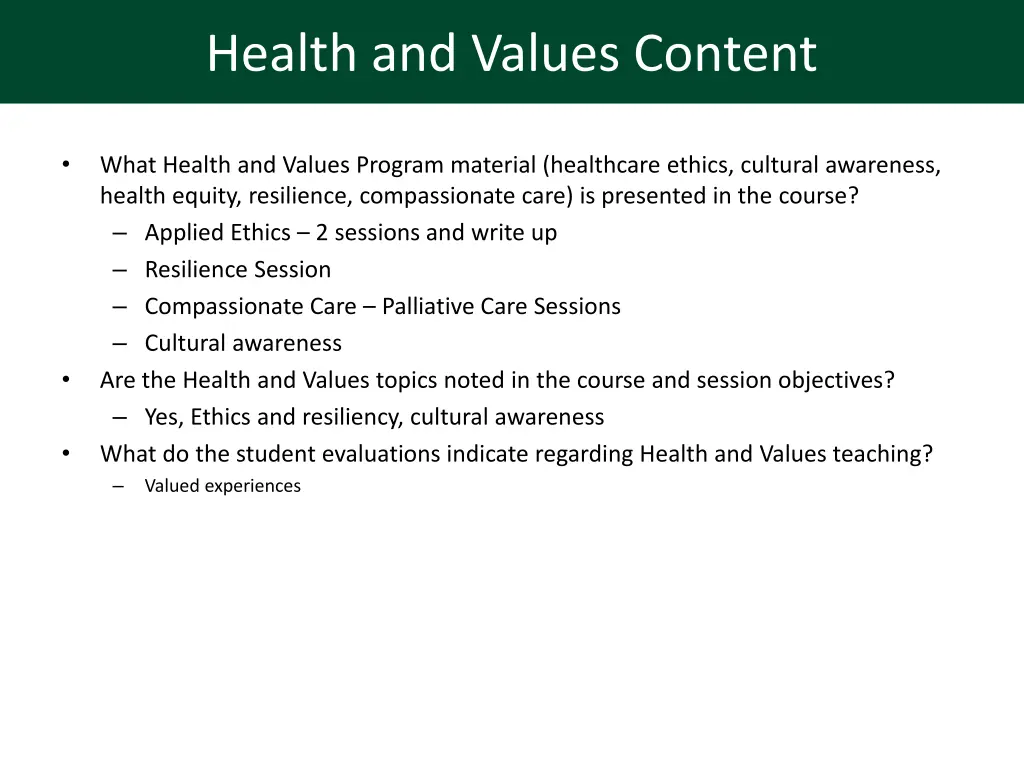 health and values content