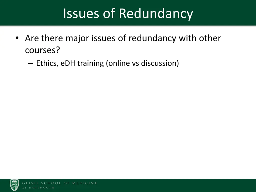 issues of redundancy