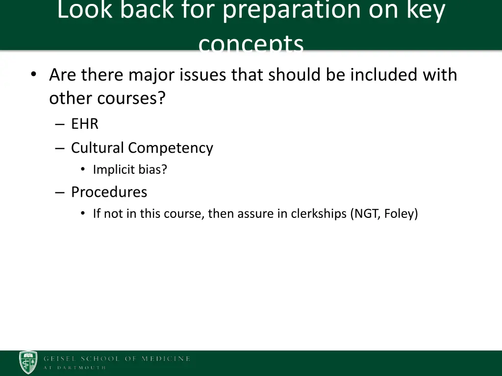 look back for preparation on key concepts