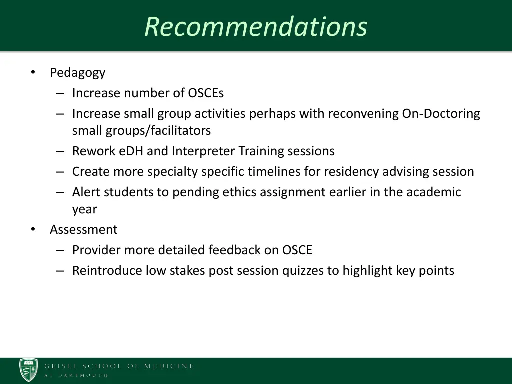 recommendations 1
