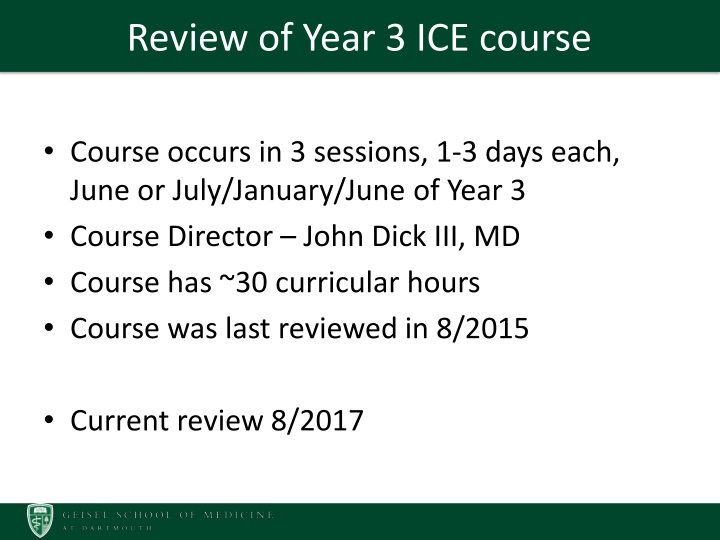 review of year 3 ice course