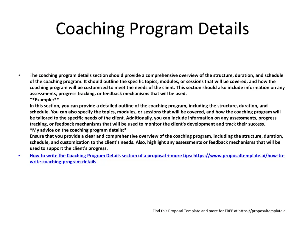 coaching program details