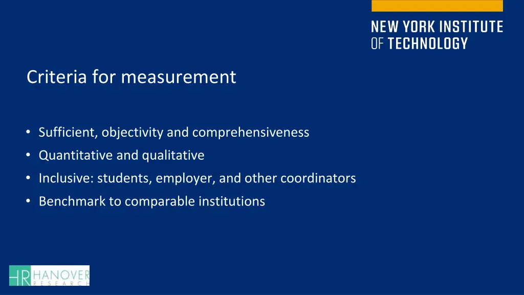 criteria for measurement