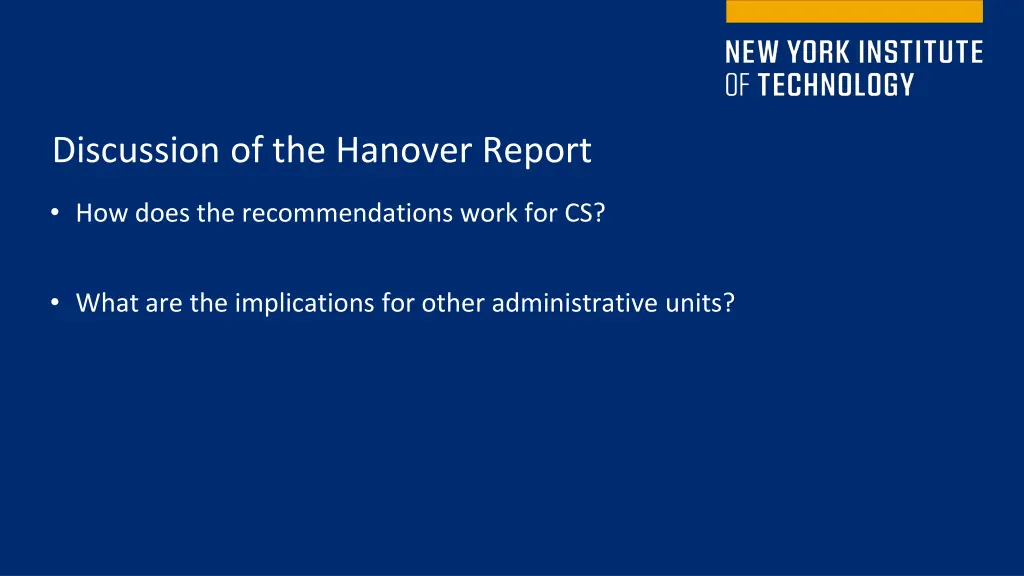discussion of the hanover report