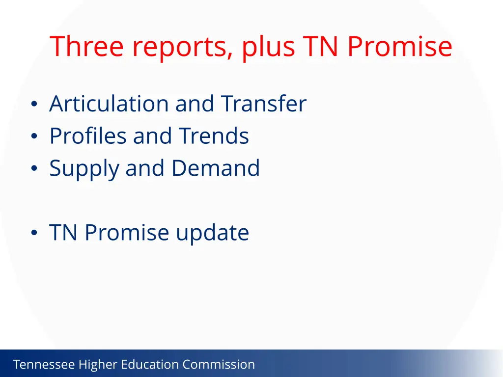 three reports plus tn promise