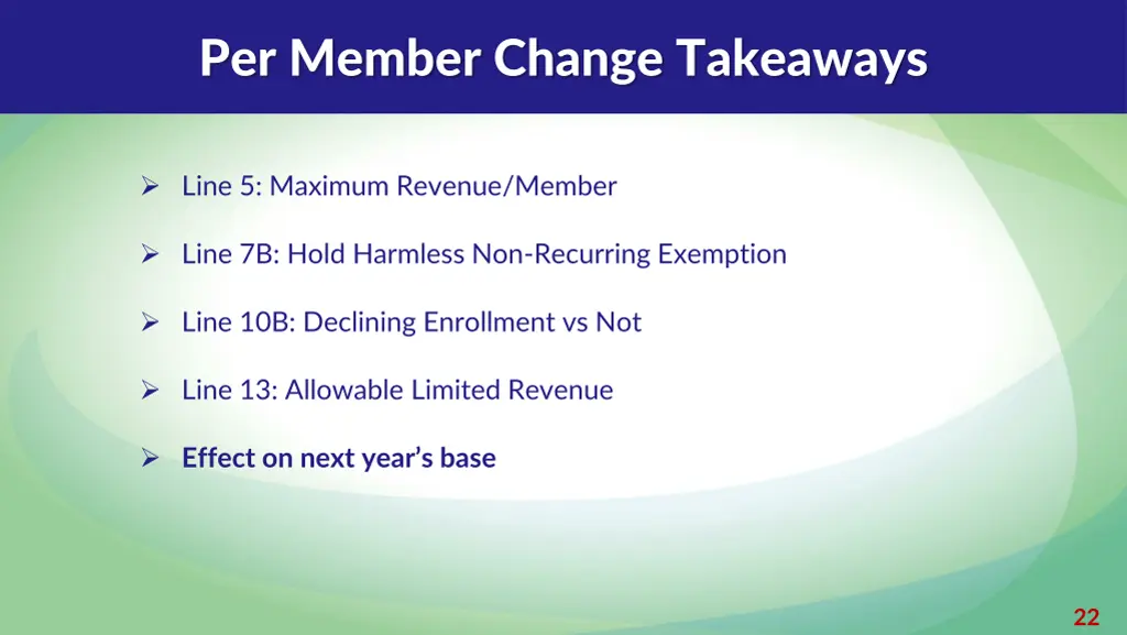 per member change takeaways