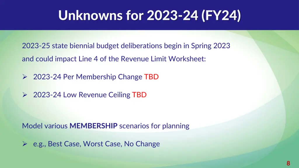 unknowns for 2023 24 fy24