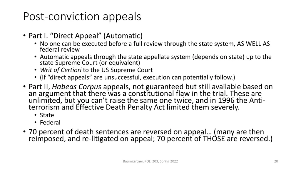 post conviction appeals