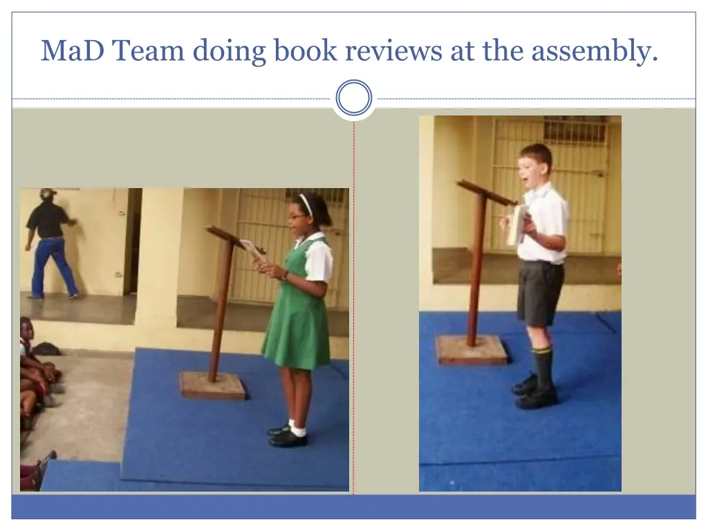 mad team doing book reviews at the assembly