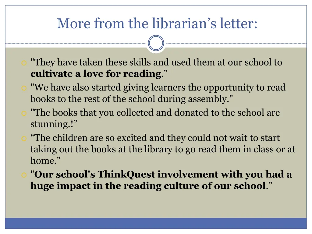 more from the librarian s letter