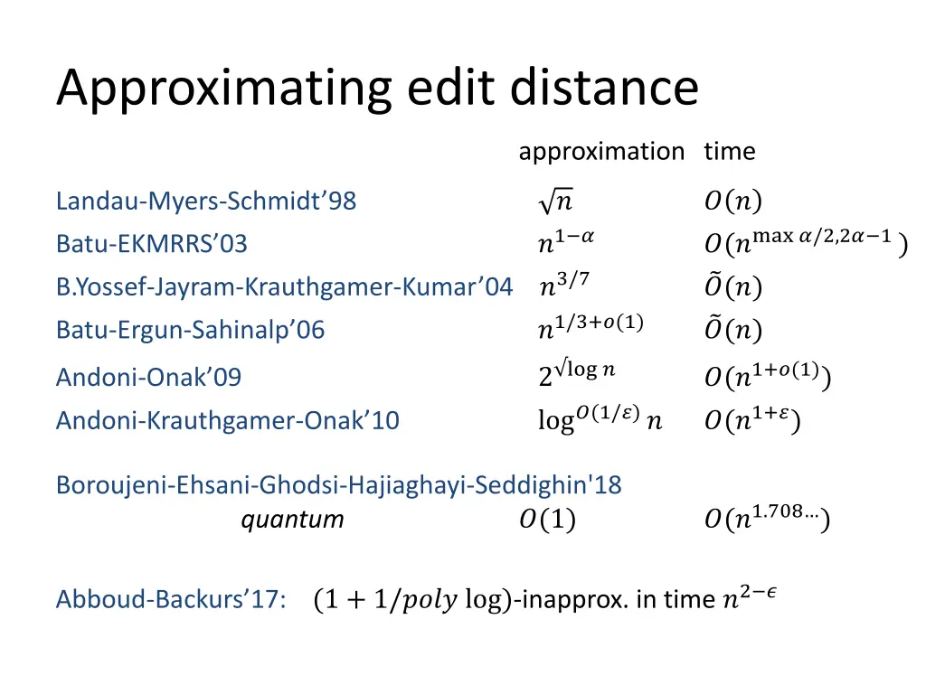 approximating edit distance