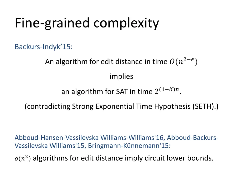 fine grained complexity
