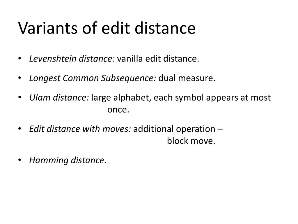 variants of edit distance