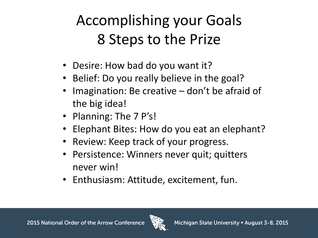 accomplishing your goals 8 steps to the prize