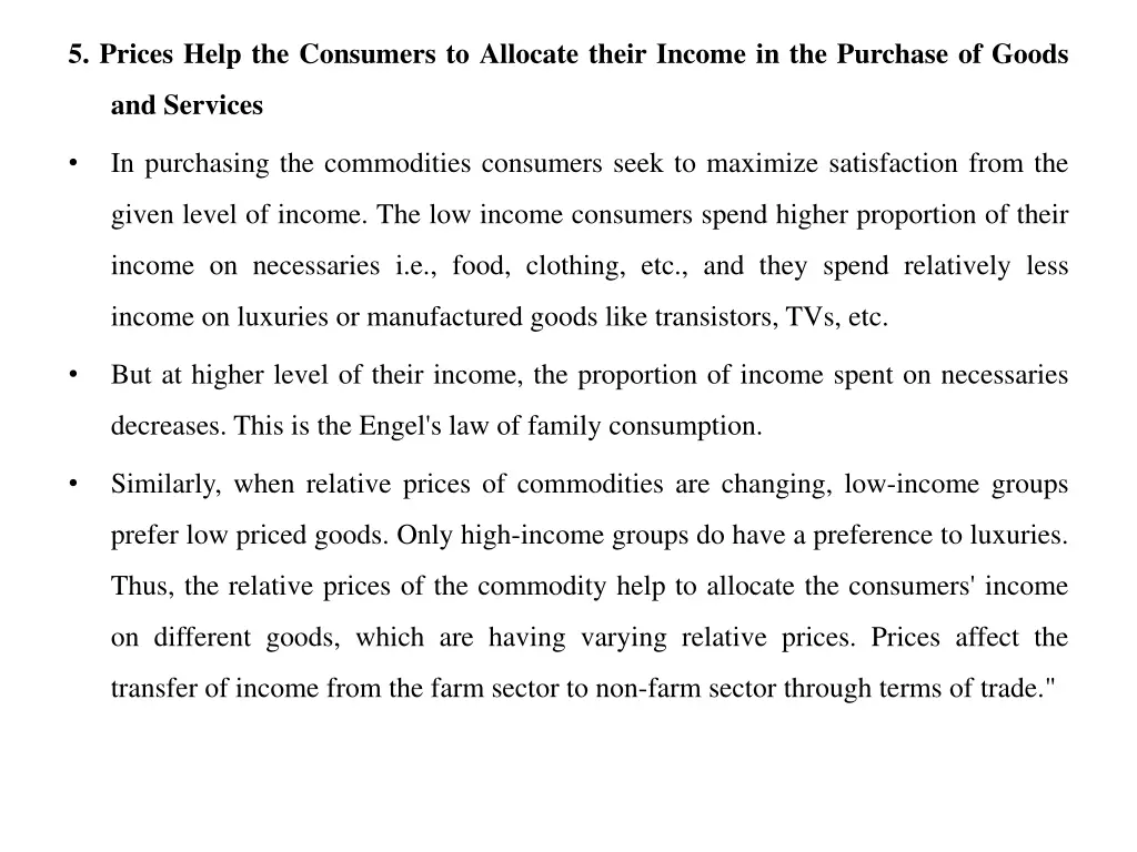 5 prices help the consumers to allocate their