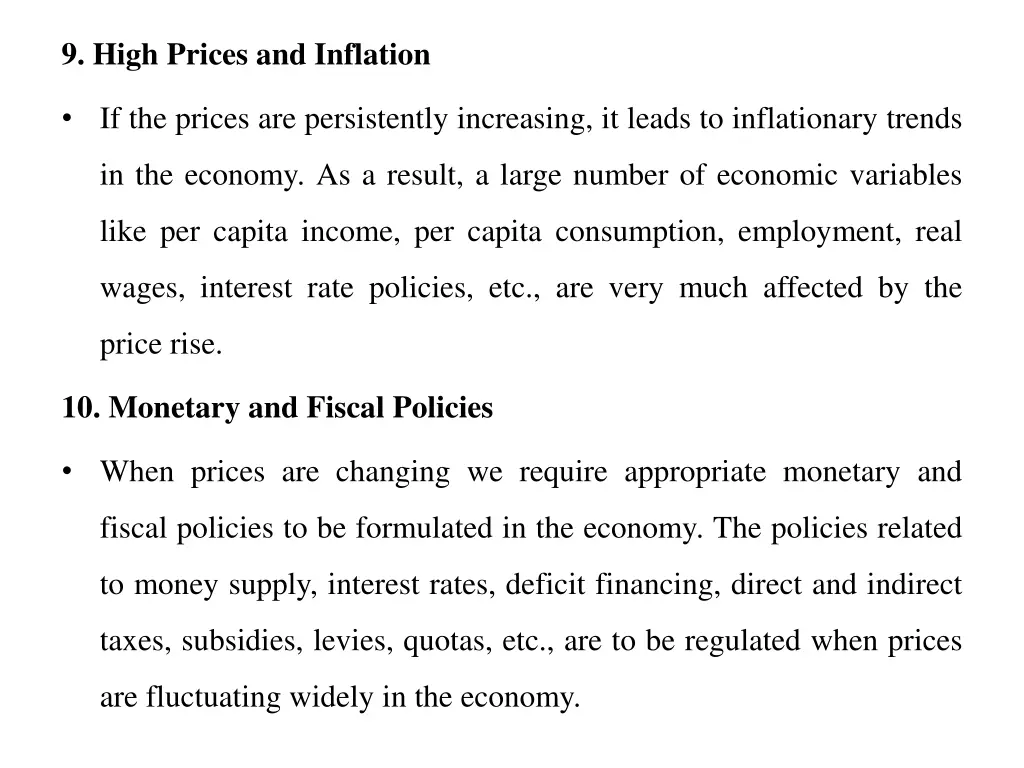 9 high prices and inflation