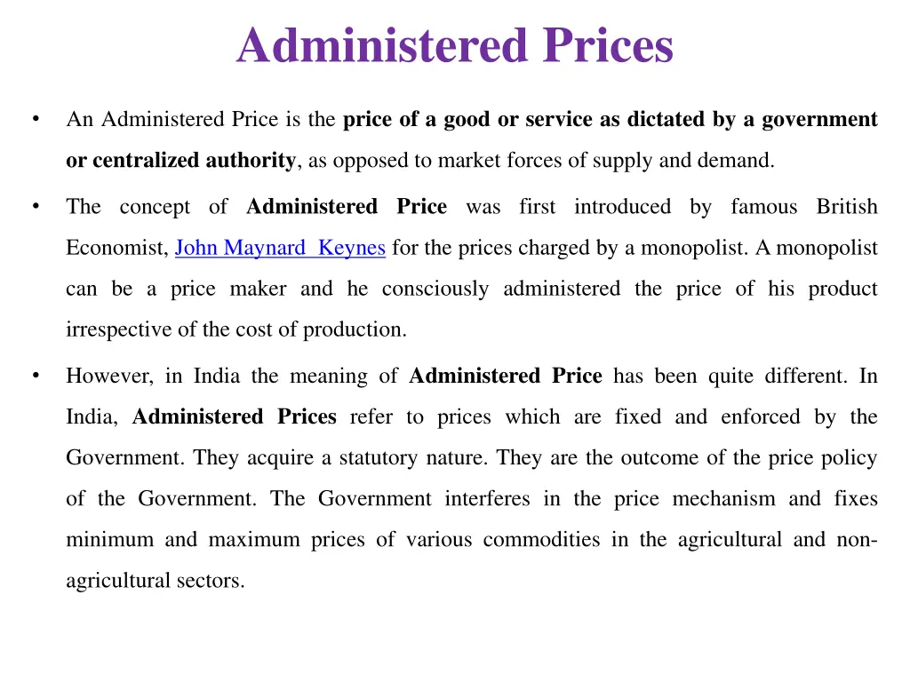 administered prices