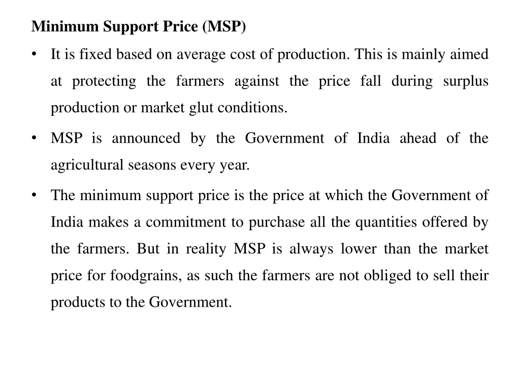 minimum support price msp