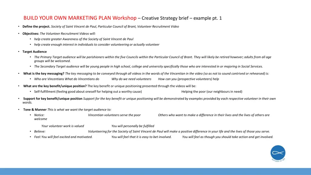 build your own marketing plan workshop creative