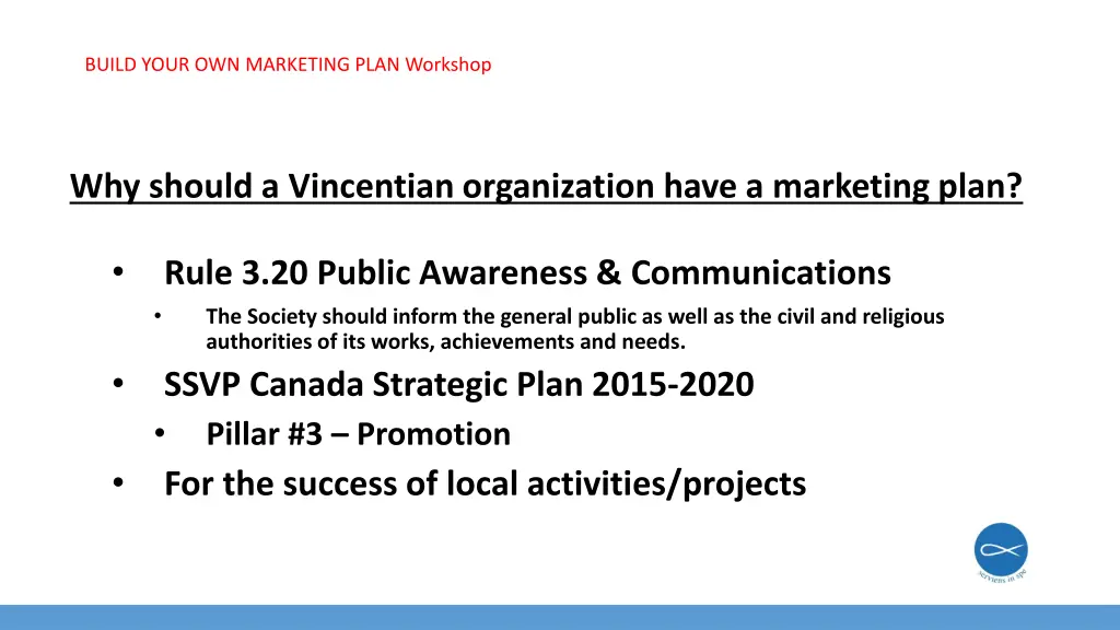 build your own marketing plan workshop