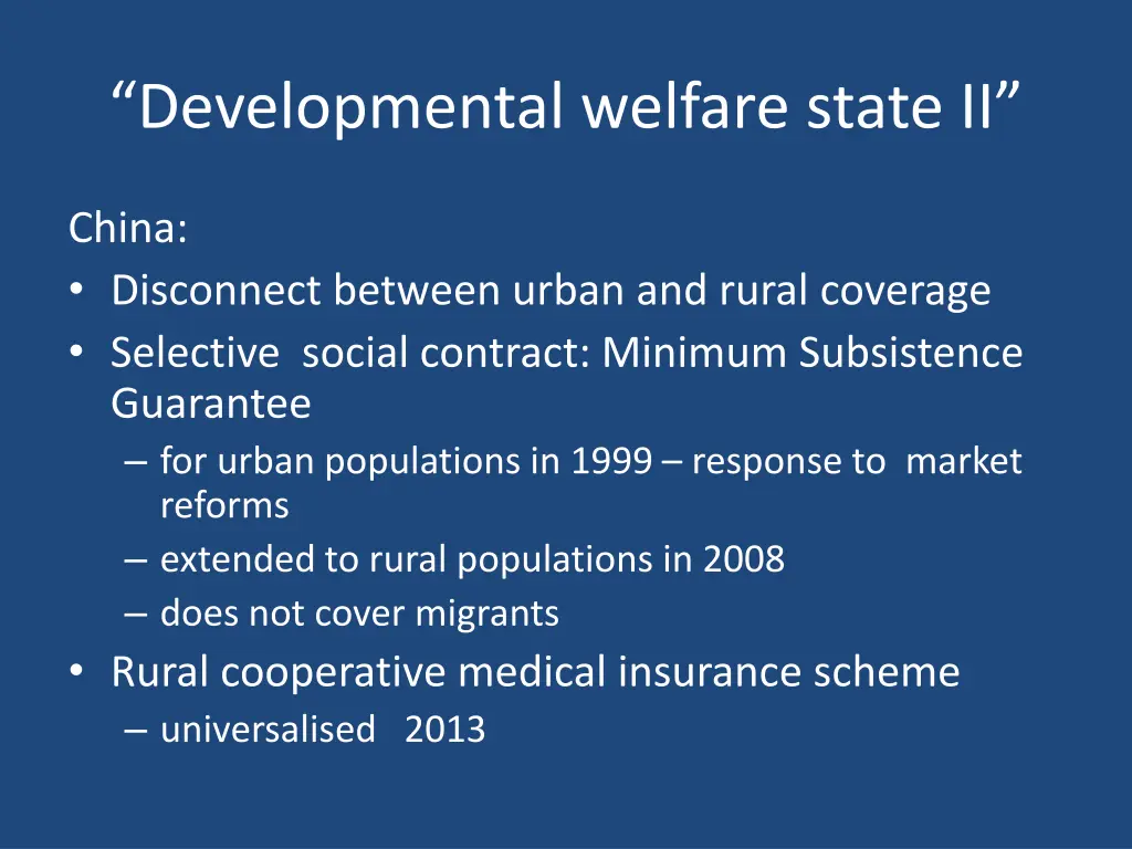 developmental welfare state ii 1