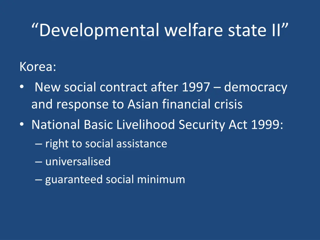 developmental welfare state ii