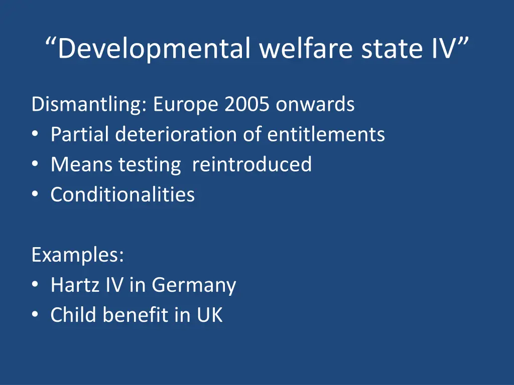 developmental welfare state iv